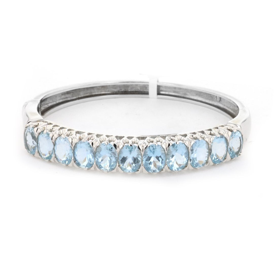 Blue Topaz & Diamond Bangle Bracelet