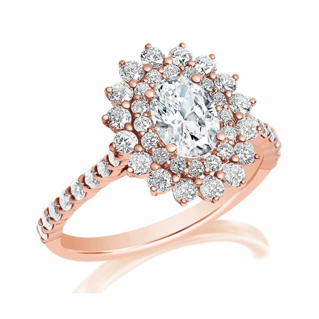 0.82 ctw Diamond Halo Engagement Ring