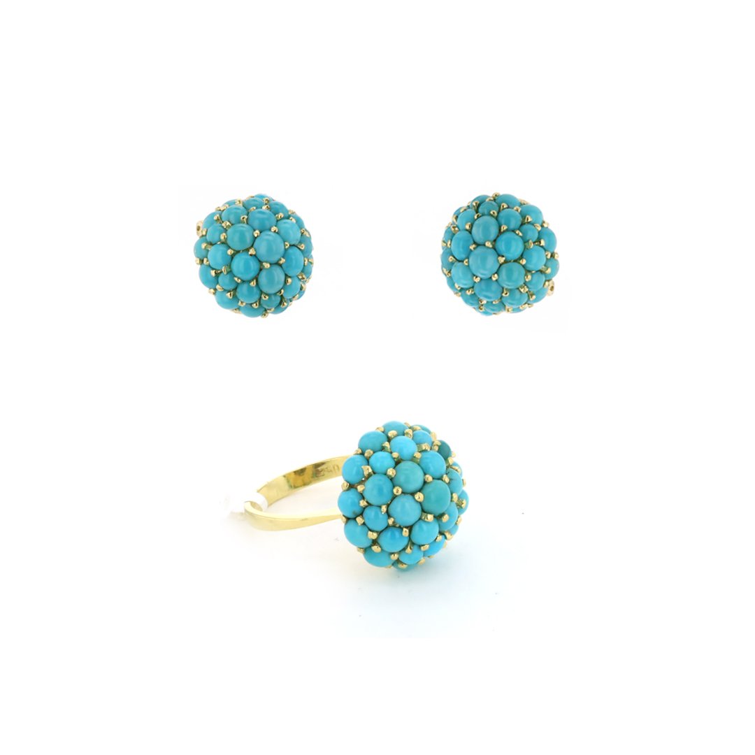 Set of Turquoise Earrings & Ring