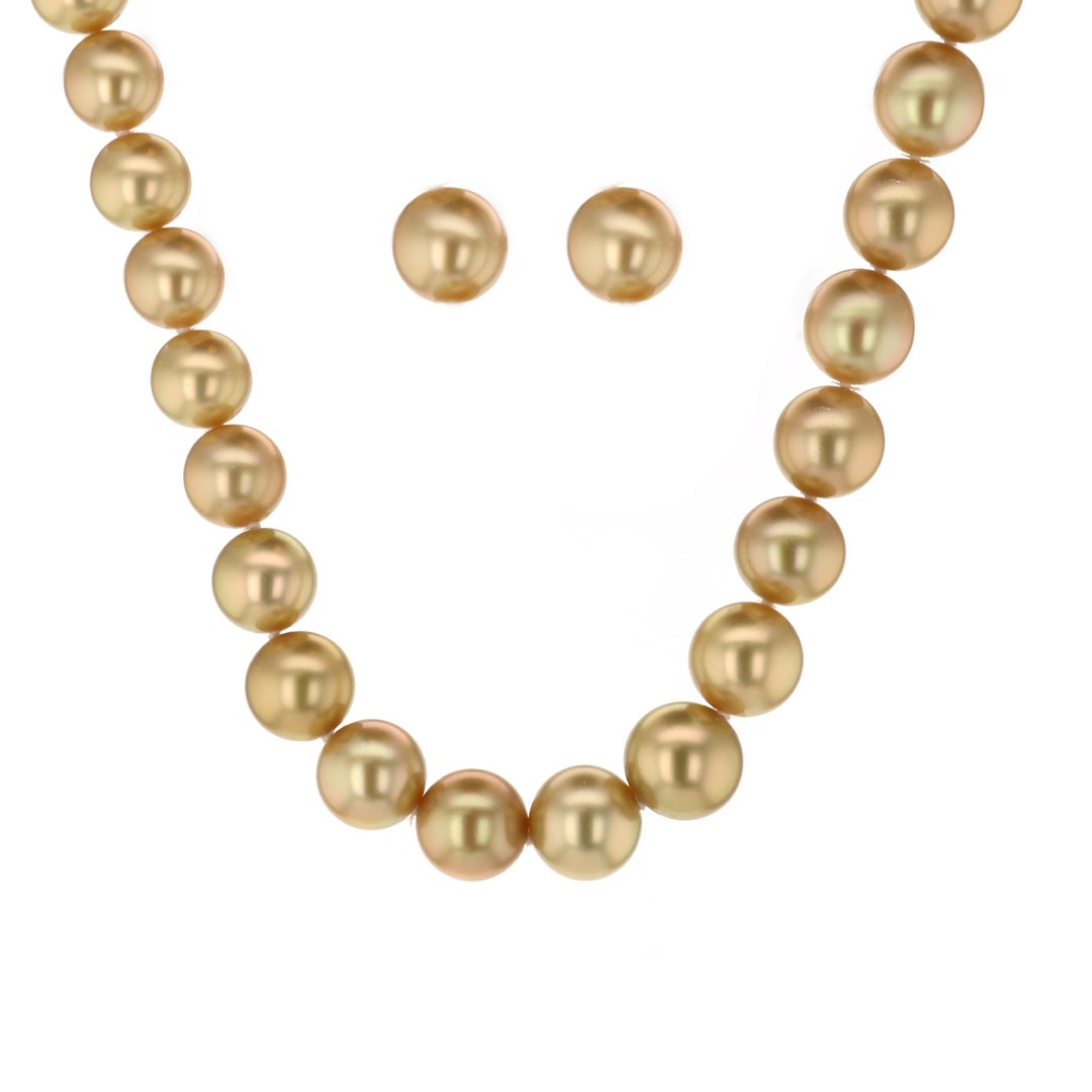 Set of Golden Pearl Earrings & Necklaces