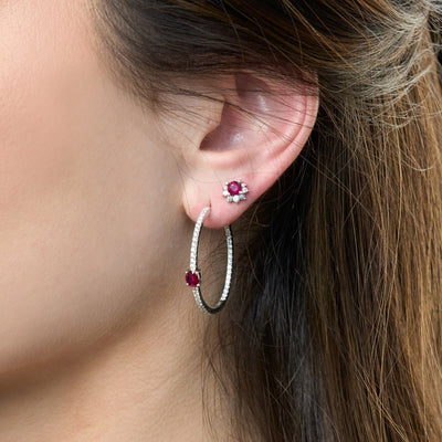 Ruby & Diamond Inside-Out Hoop Earrings