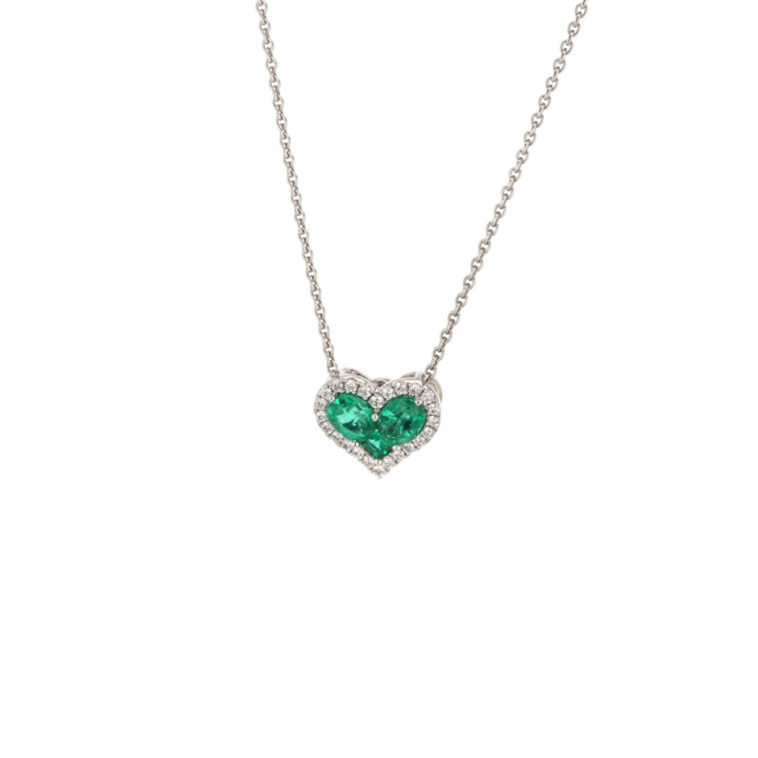 Emerald & Diamond Heart Necklace