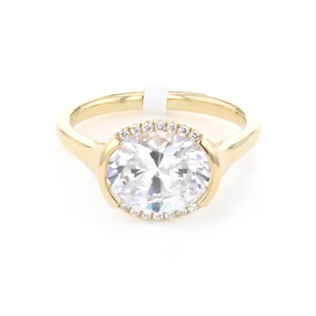 0.16 ctw Diamond Half Bezel Engagement Ring