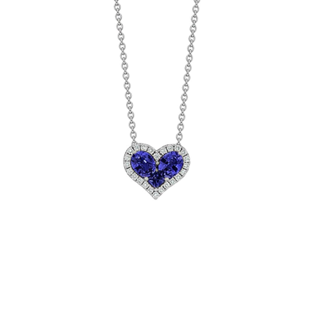 Blue Sapphire & Diamond Heart Necklace