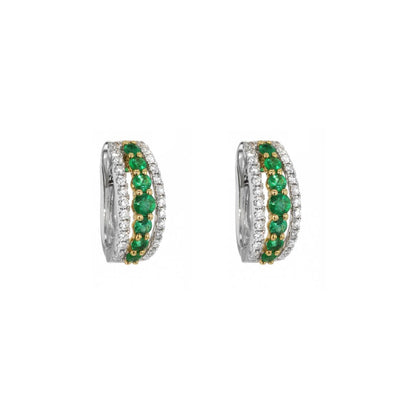 Emerald & Diamond Hoop Earrings - Continental Diamond