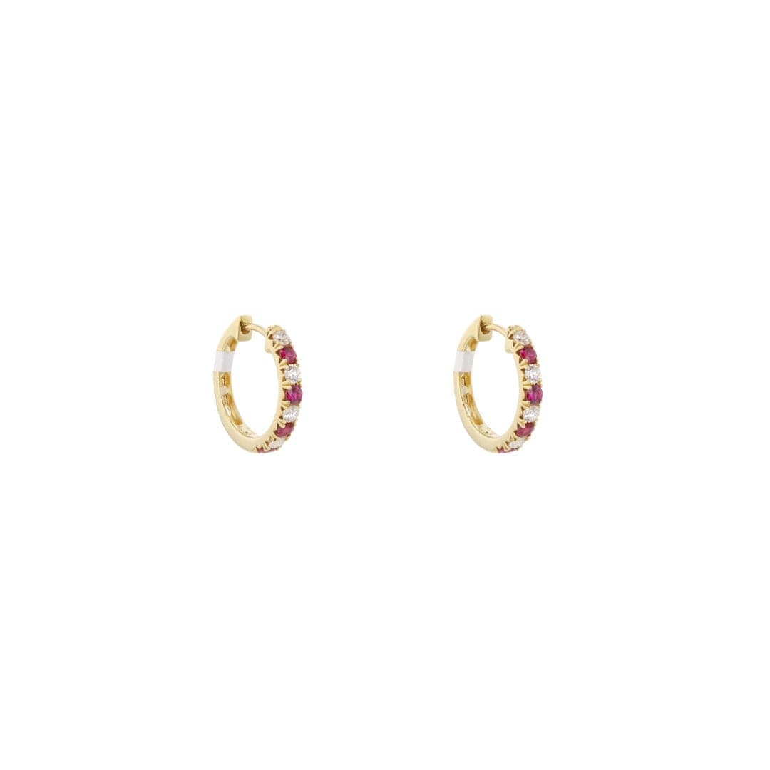 Ruby & Diamond Huggie Earrings