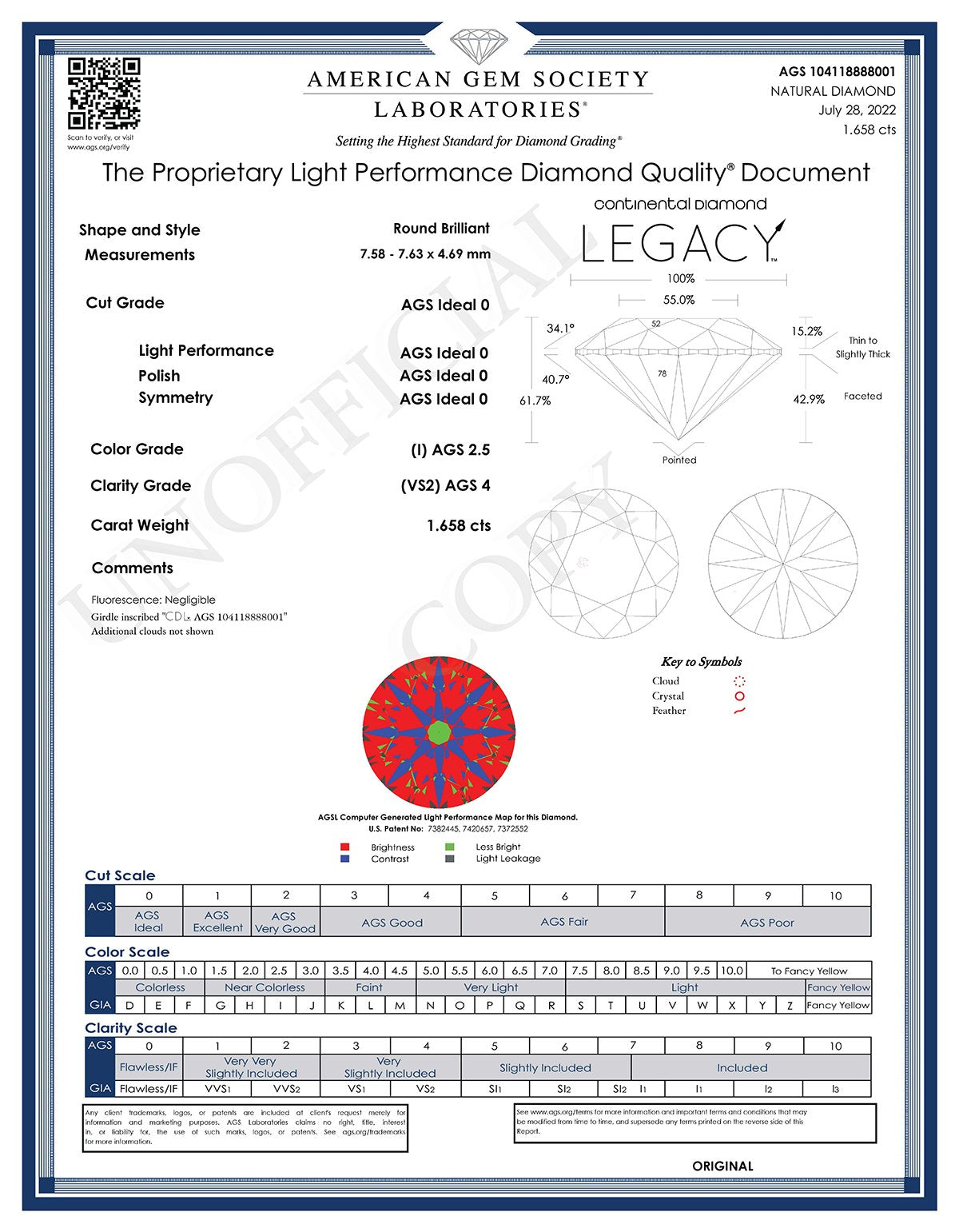 1.65 I/VS2 AGS LEGACY - Continental Diamond
