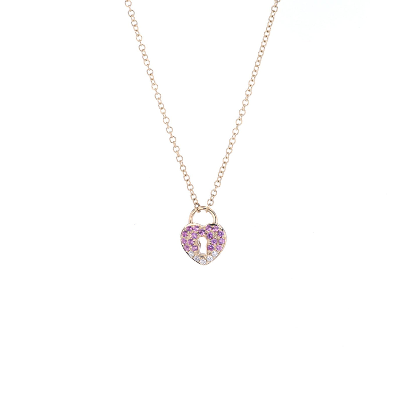 Pink Sapphire & Diamond Heart Necklace