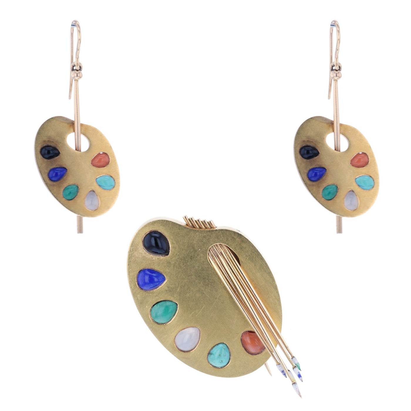 Victorian Panters Palette Brooch & Earrings