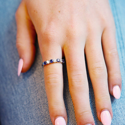Blue Sapphire & Diamond Band