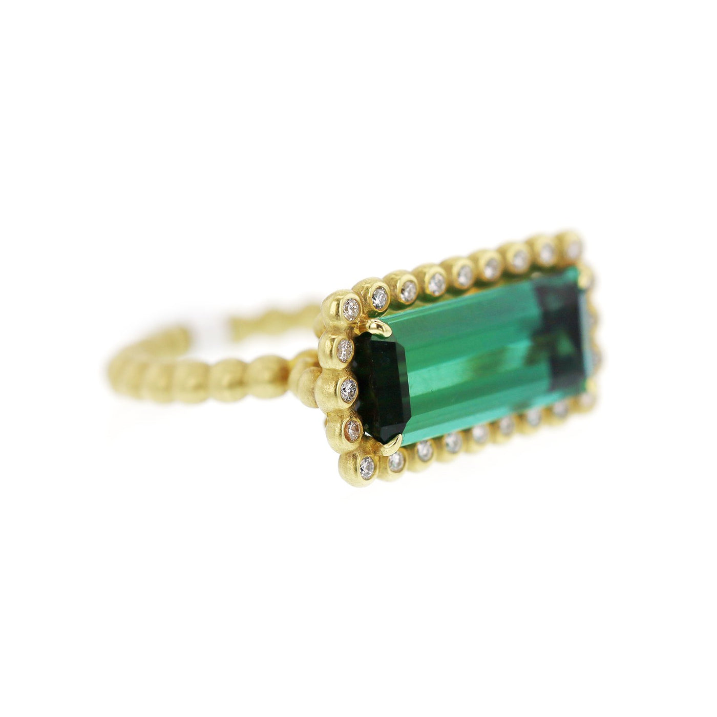 Tourmaline & Diamond Beaded Ring