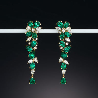 Emerald & Diamond Dangle Earrings