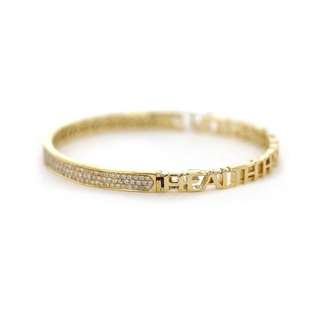 1.08 ctw Diamond "Health Happiness Love" Bangle Bracelet