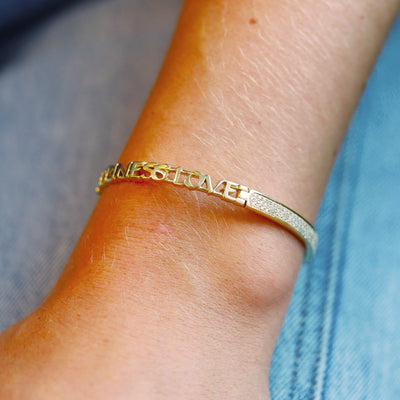 1.08 ctw Diamond "Health Happiness Love" Bangle Bracelet