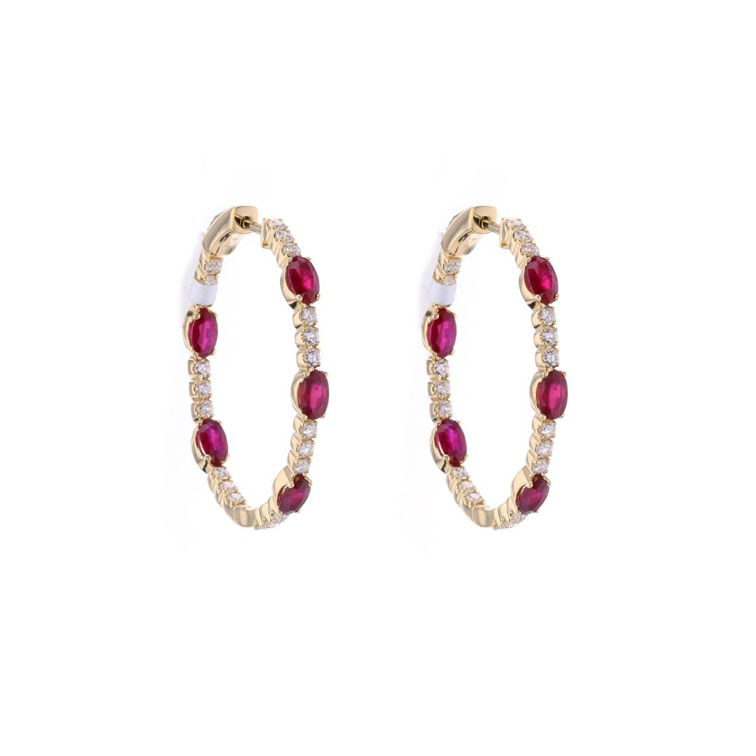 Ruby & Diamond Inside-Out Hoop Earrings