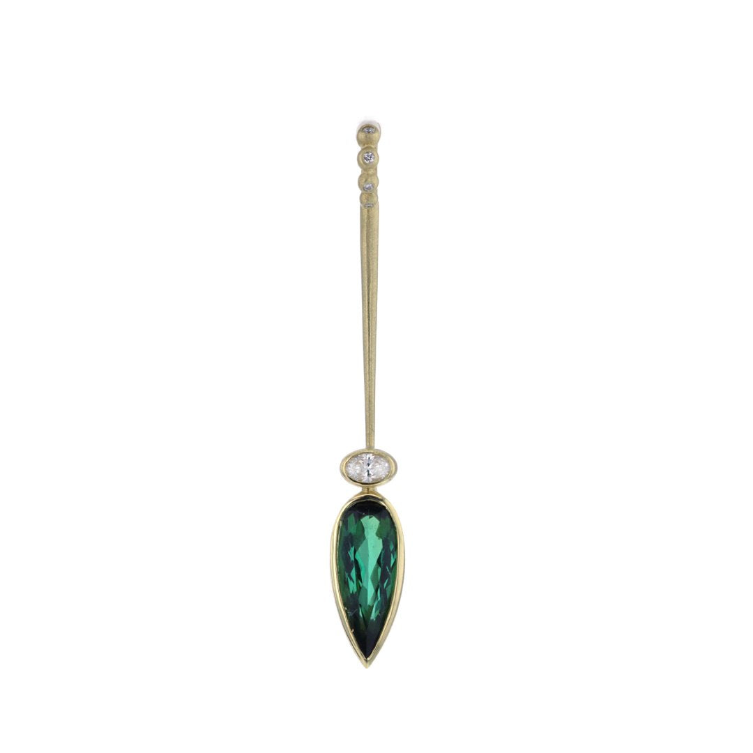 Green Tourmaline & Diamond Lolli Pendant