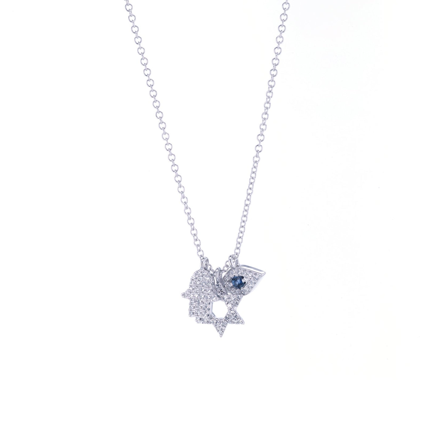 Diamond & Blue Sapphire Charm Necklace