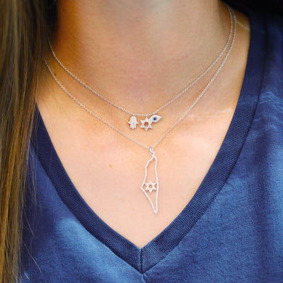 Diamond & Blue Sapphire Charm Necklace
