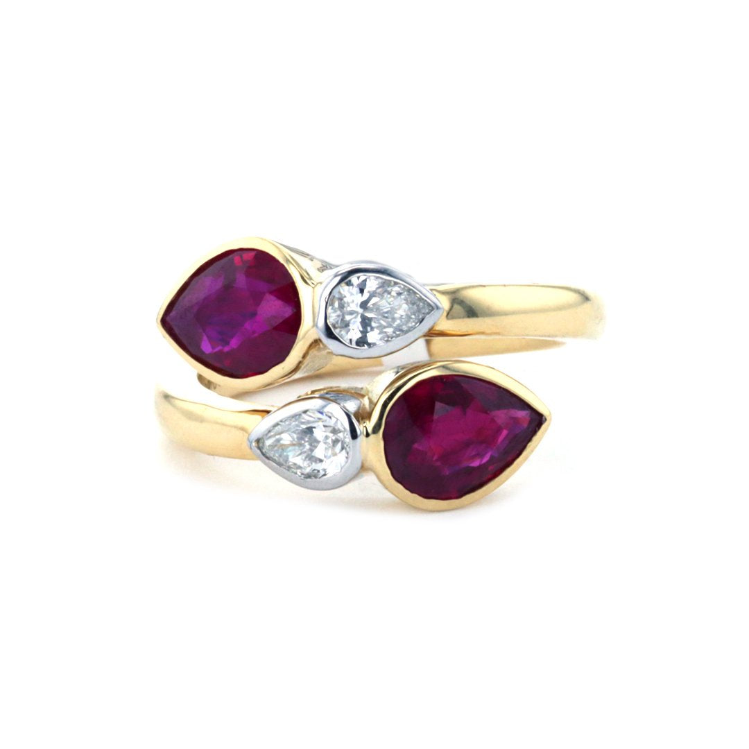 Ruby & Diamond ByPass Ring