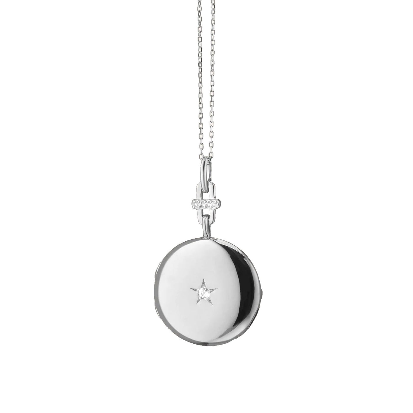 Sapphire Star Round Locket Necklace