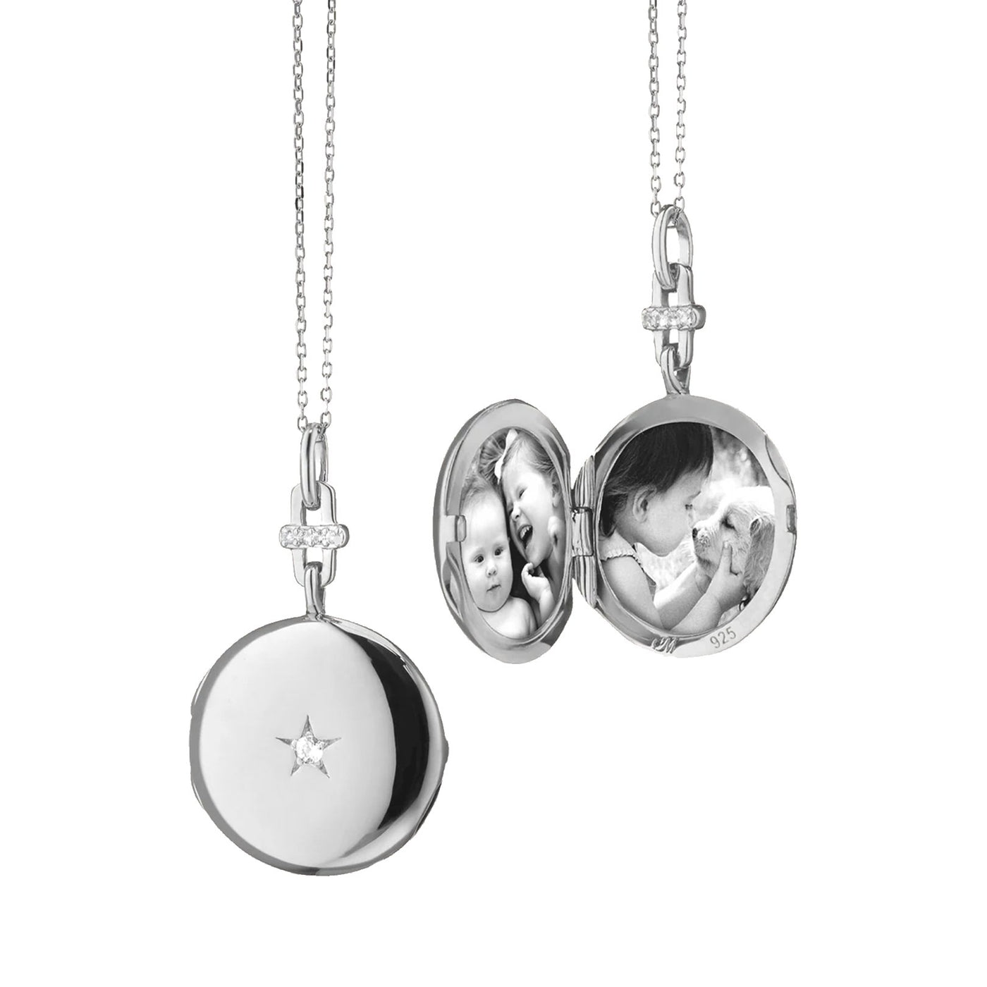 Sapphire Star Round Locket Necklace