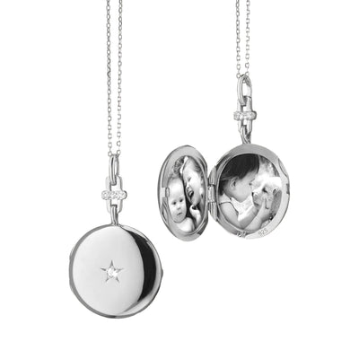 Sapphire Star Round Locket Necklace