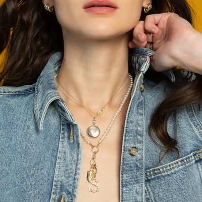 Sapphire Star Round Locket Necklace