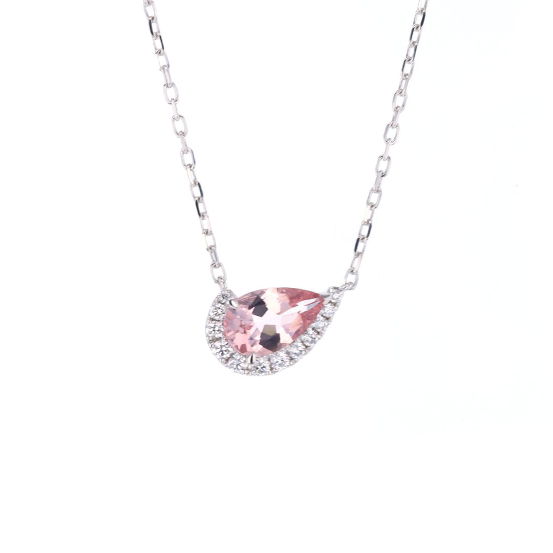 Morganite & Diamond Cradle Necklace