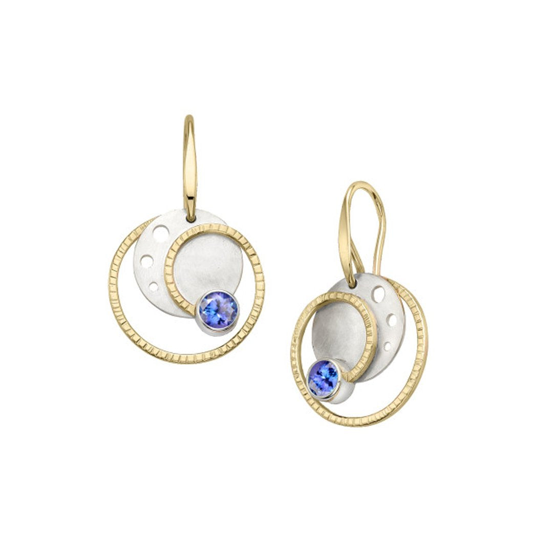 Iolite "Stellar" Drop Gold & Silver Earrings