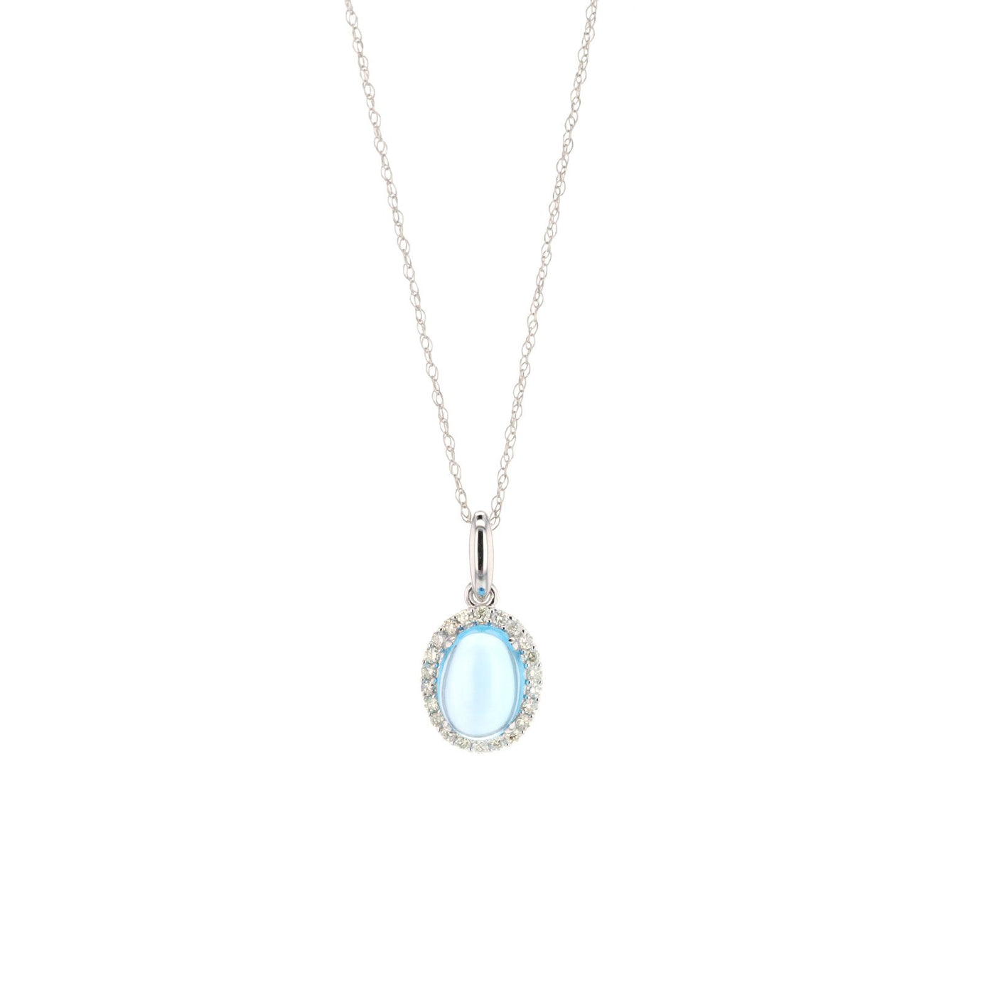 Blue Topaz & Diamond Pendant Necklace