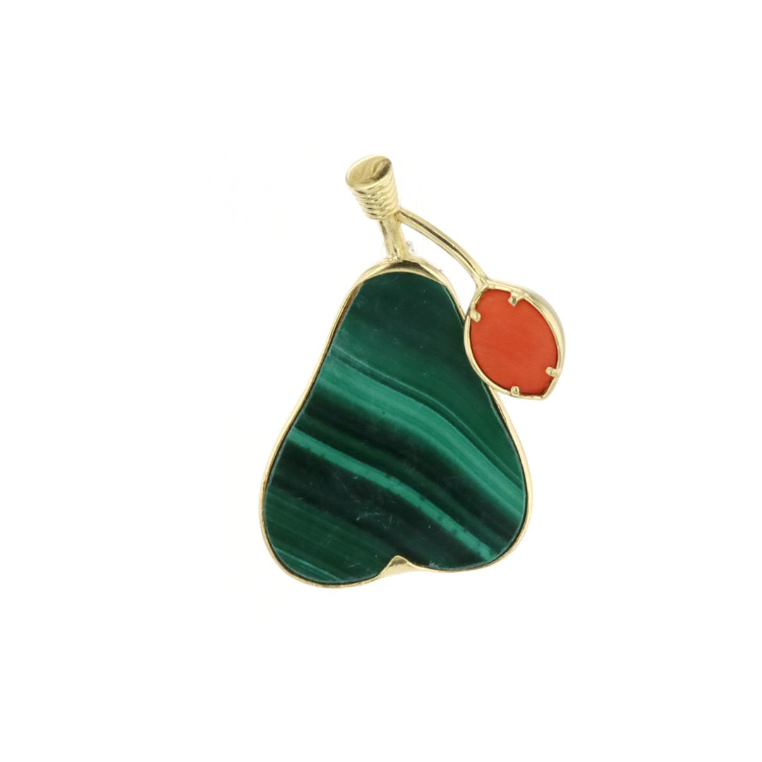 Malachite Pear & Leaf Pendant