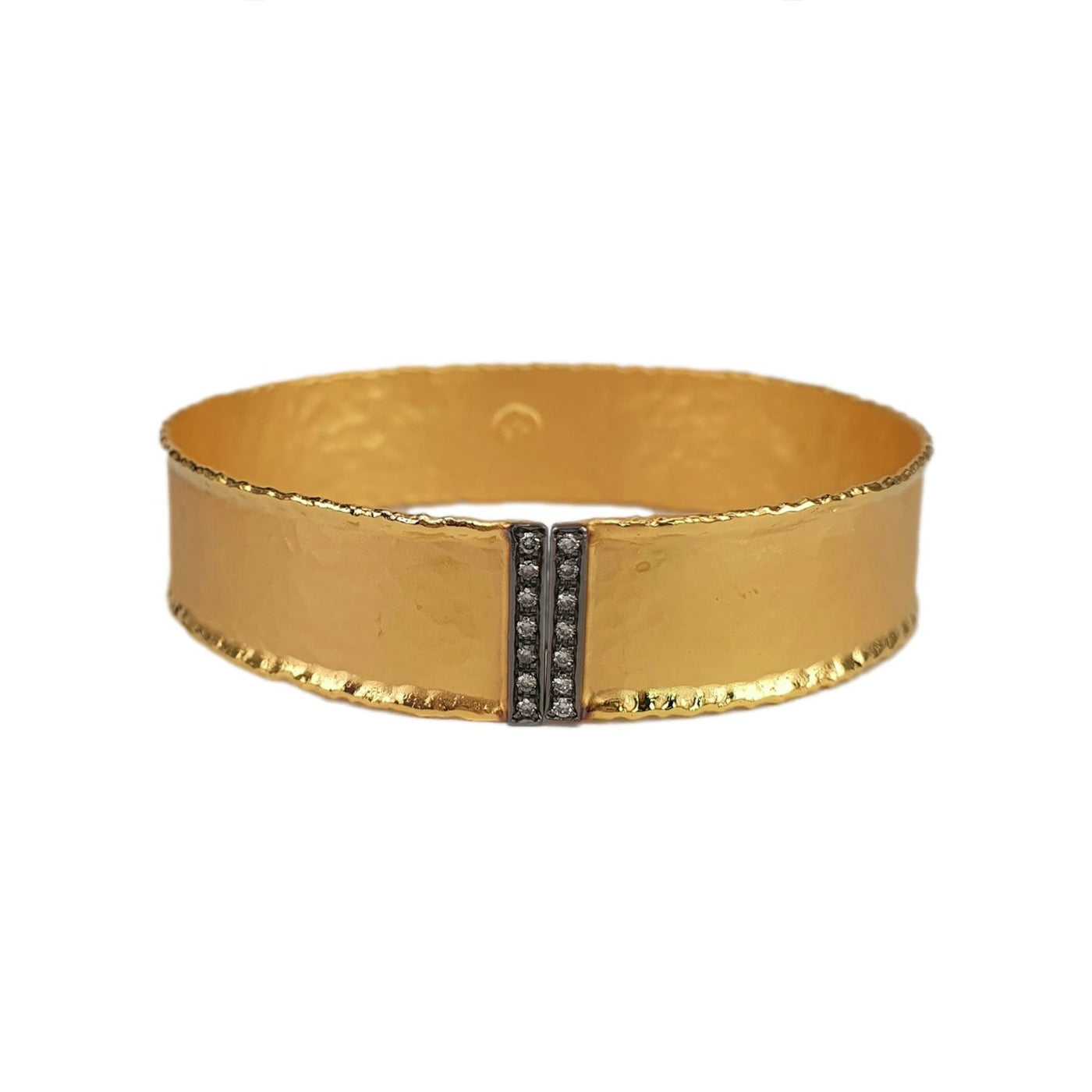 0.14 ctw Diamond Hammered Cuff Bracelet