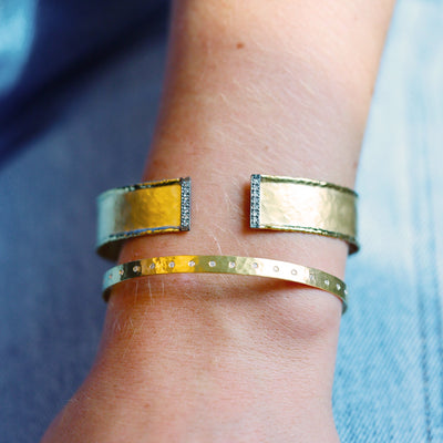 0.14 ctw Diamond Hammered Cuff Bracelet