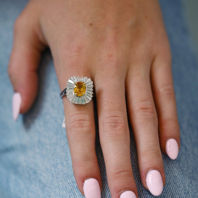 Yellow Sapphire Diamond Ballerina Ring