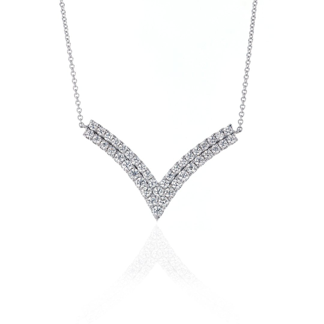 1.35 ctw Diamond V Necklace