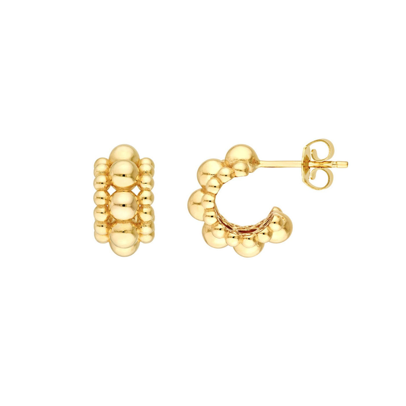 Beaded Triple Row Hoop Earrings