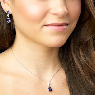 Tanzanite & Diamond Drop Earrings