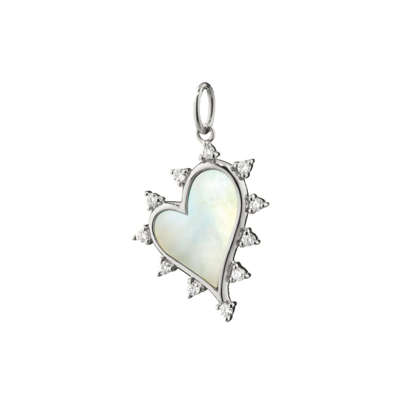 Sapphire Silver Midi Heart Charm Pendant