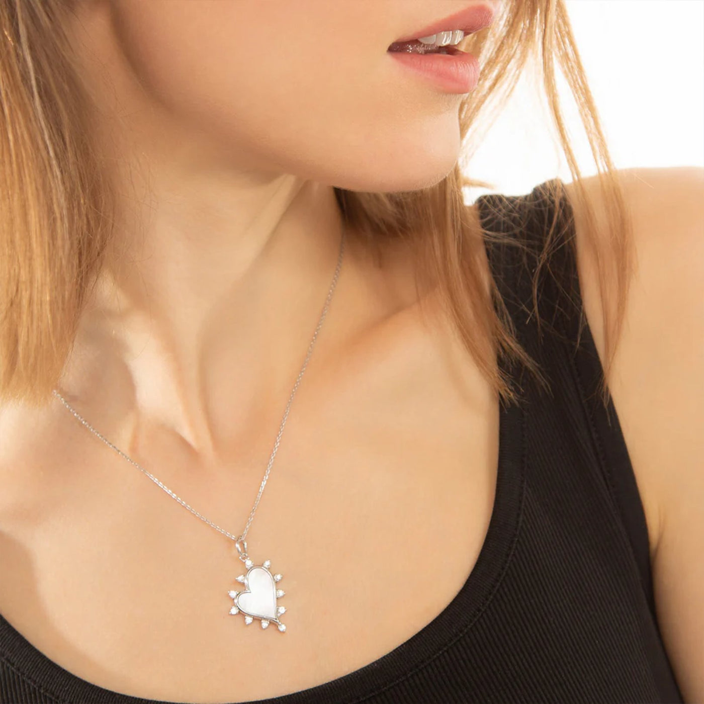 Sapphire Silver Midi Heart Charm Pendant