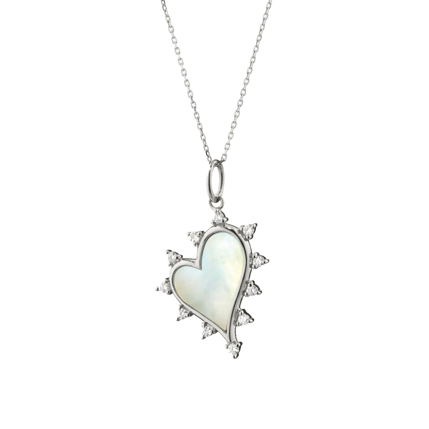 Sapphire Silver Midi Heart Charm Pendant