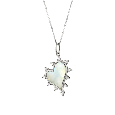 Sapphire Silver Midi Heart Charm Pendant