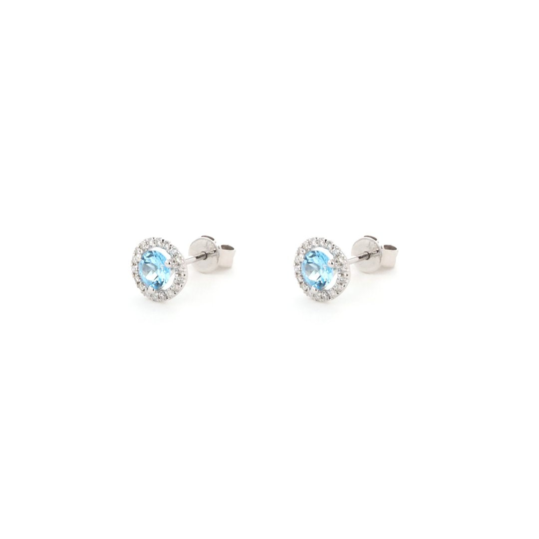 Blue Topaz & Diamond Earrings