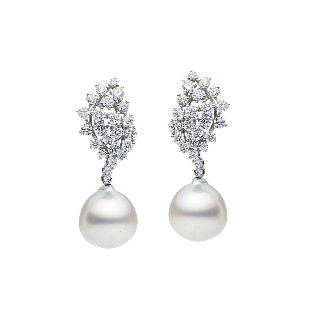 Pearl & Diamond Drop Earrings