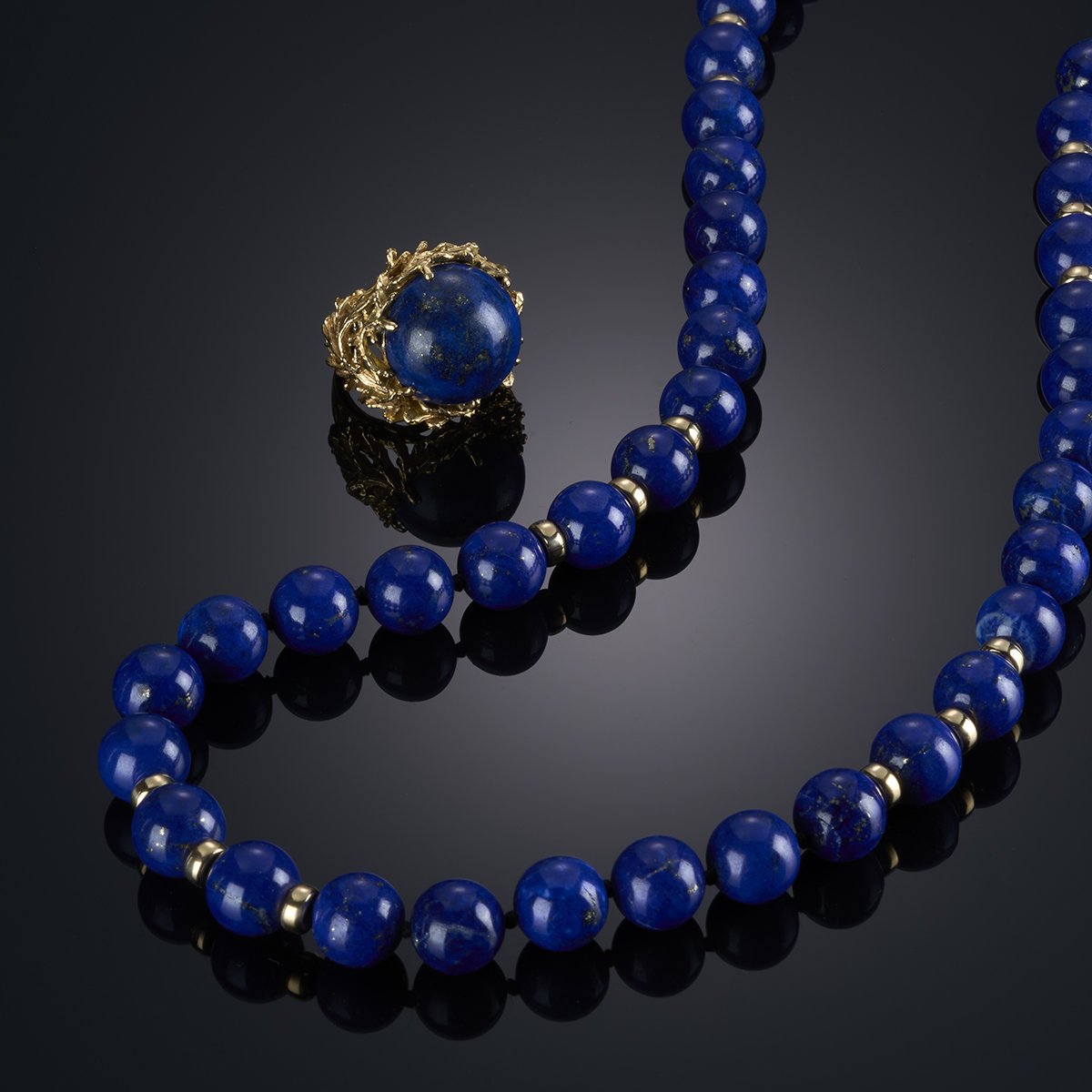 34" Lapis Bead Strand Necklace