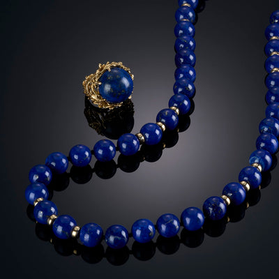 34" Lapis Bead Strand Necklace