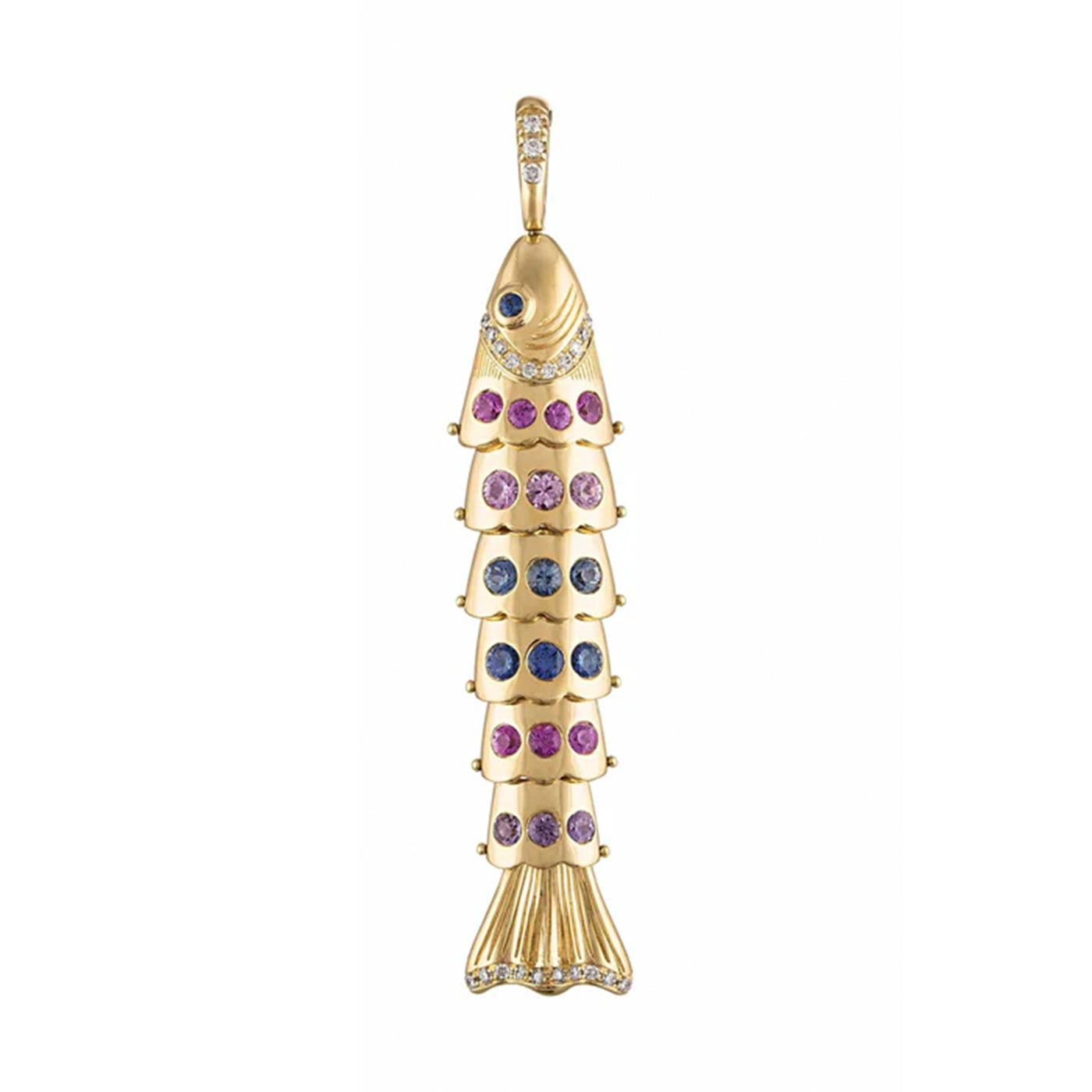 Multi-color Sapphire Swedish Fish Pendant