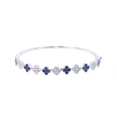 Blue Sapphire & Diamond Bangle Bracelet