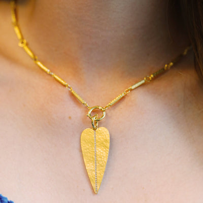 Matte Hammered Bar Necklace