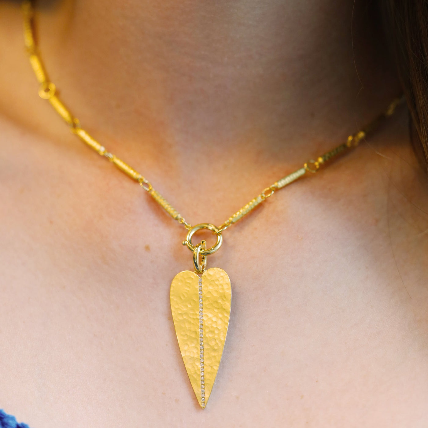 Matte Hammered Bar Necklace