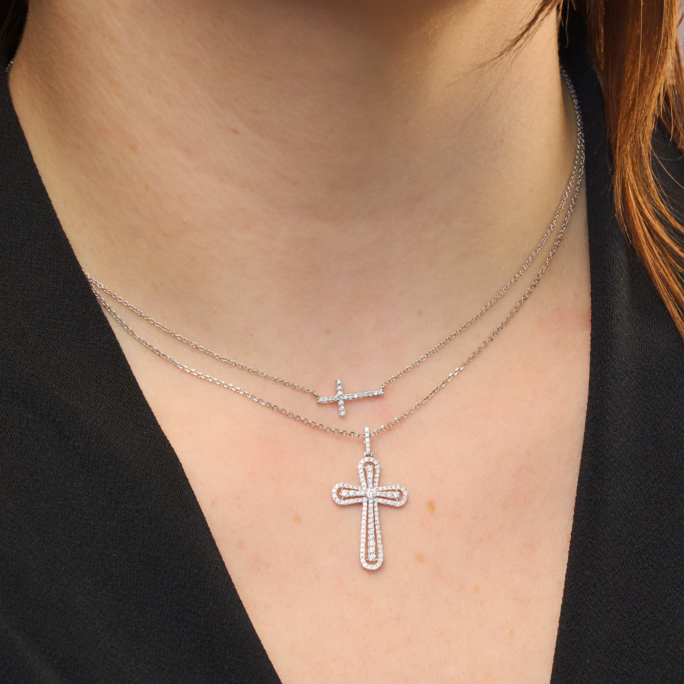 0.06 ctw Diamond Cross Necklace